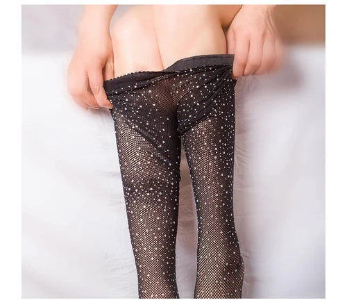 Fishnet Stockings Rhinestone Glitter High Waist Sparkly Tights For Women And Girls Stocking Fishnets