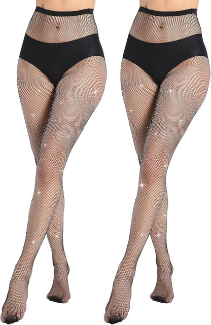 Fishnet Stockings Rhinestone Glitter High Waist Sparkly Tights For Women And Girls Stocking Fishnets