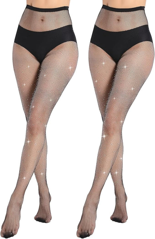 Fishnet Stockings Rhinestone Glitter High Waist Sparkly Tights For Women And Girls Stocking Fishnets