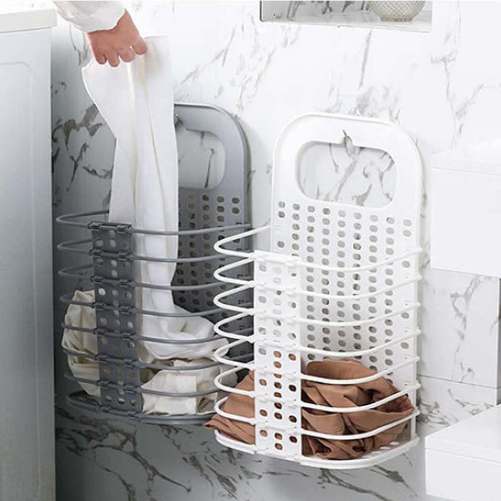 wall mounted hanging laundry basket toiletry organization