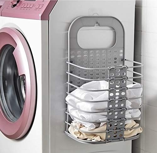 wall mounted hanging laundry basket toiletry organization