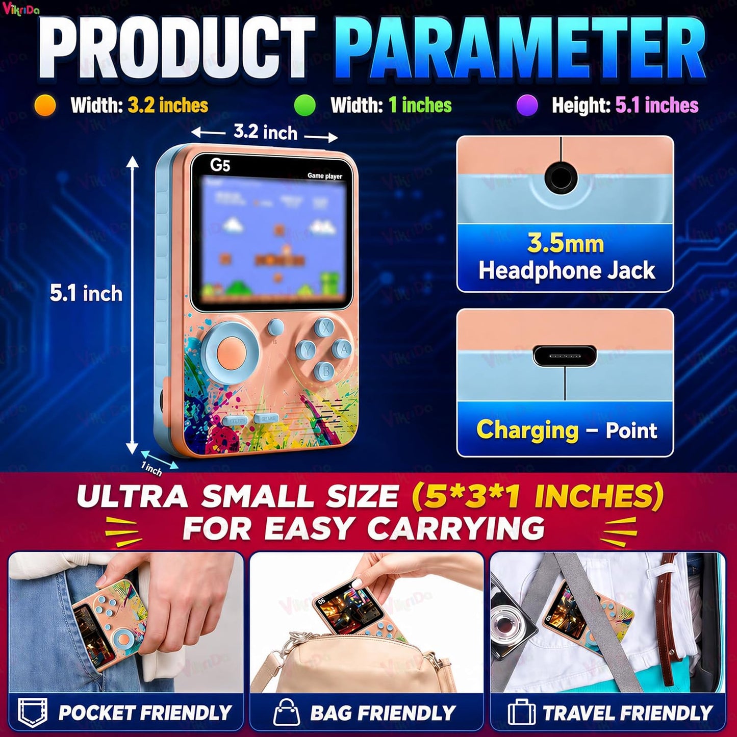 g5 kids handheld game console