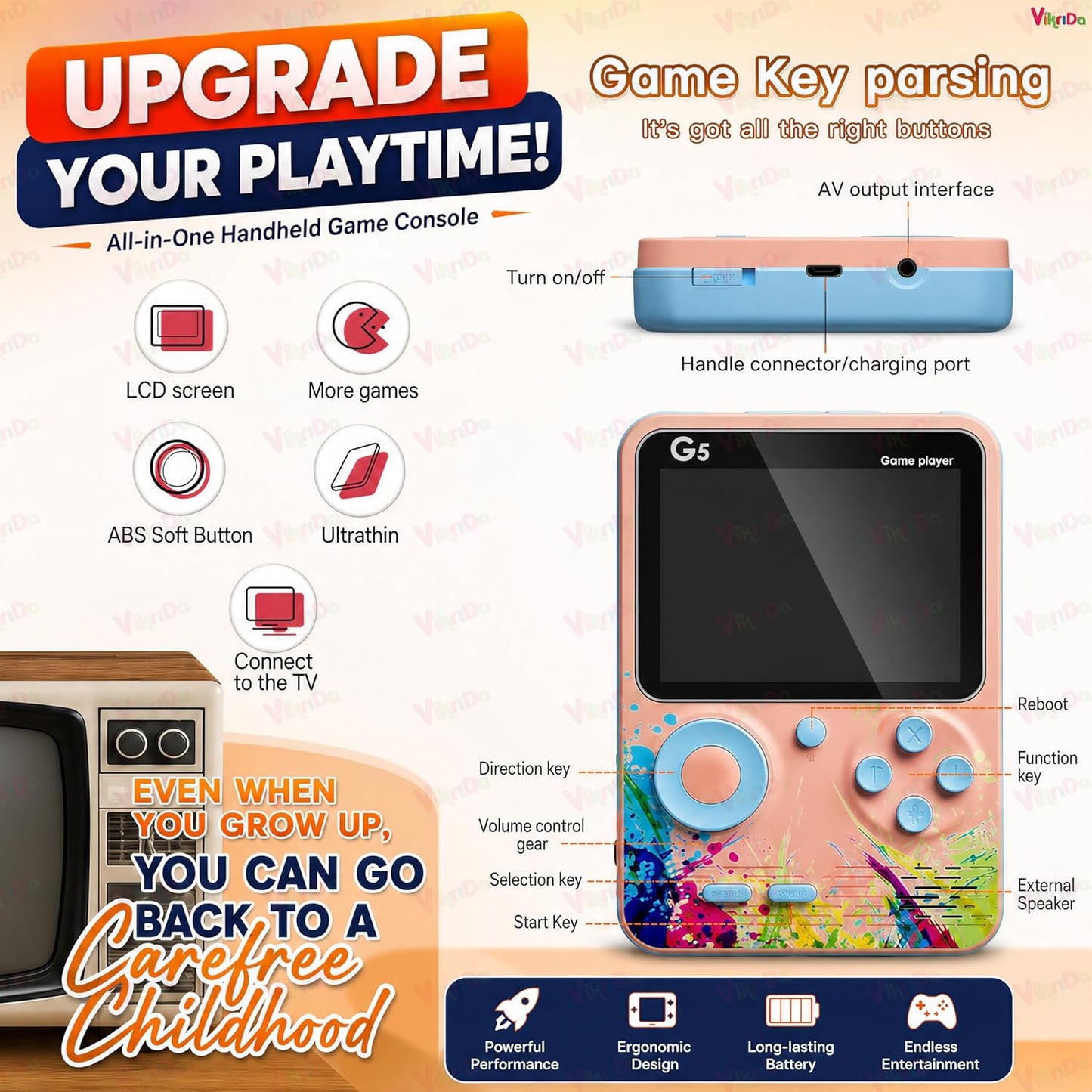g5 kids handheld game console