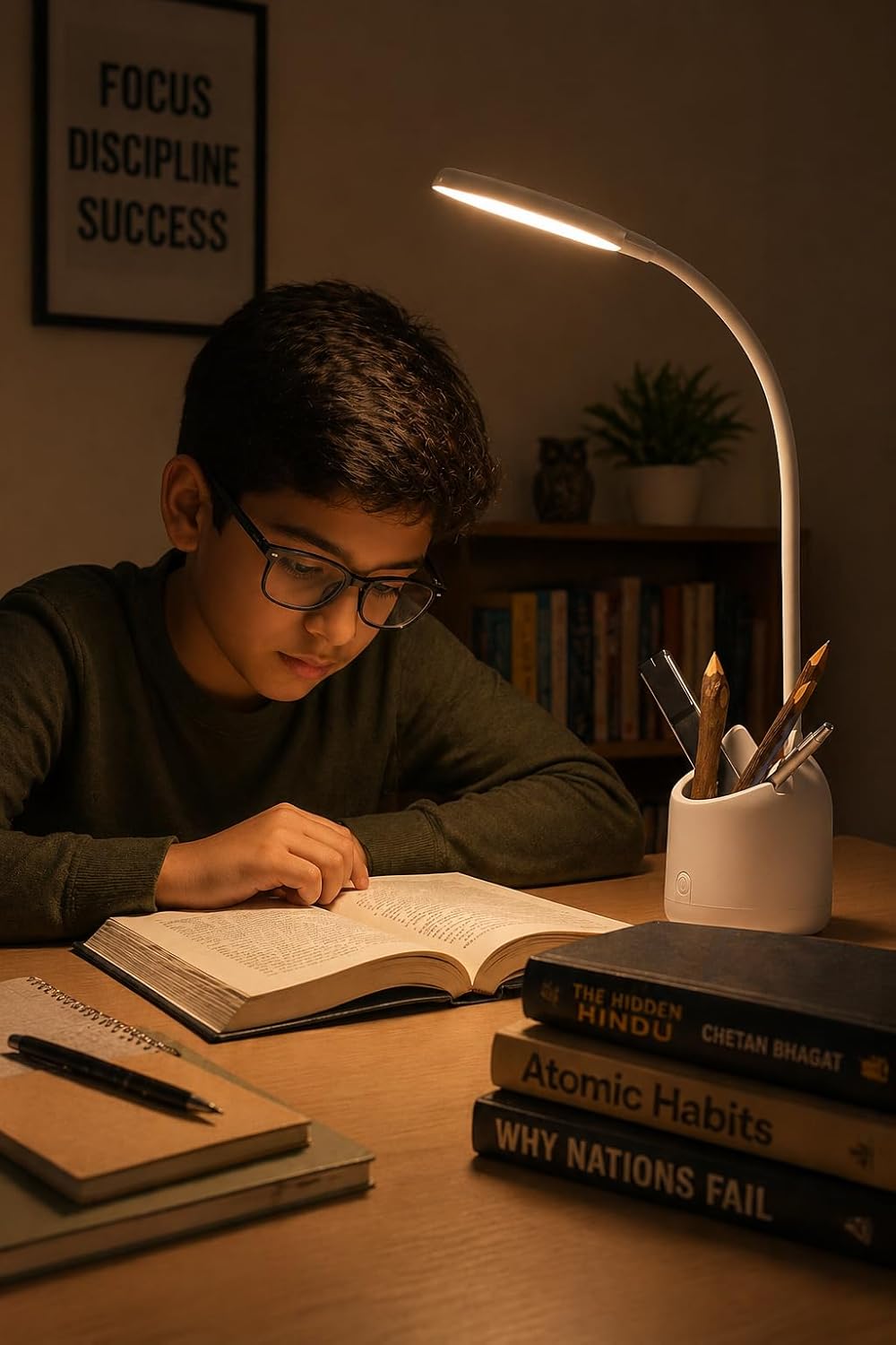 led study lamp with pen stand
