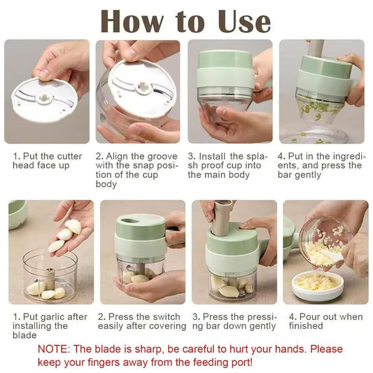 4 in 1 Portable Electric Vegetable Cutter Set
