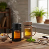 Glass Double Wall Sipper Mug 500ml with Handle & Spill Proof Lid