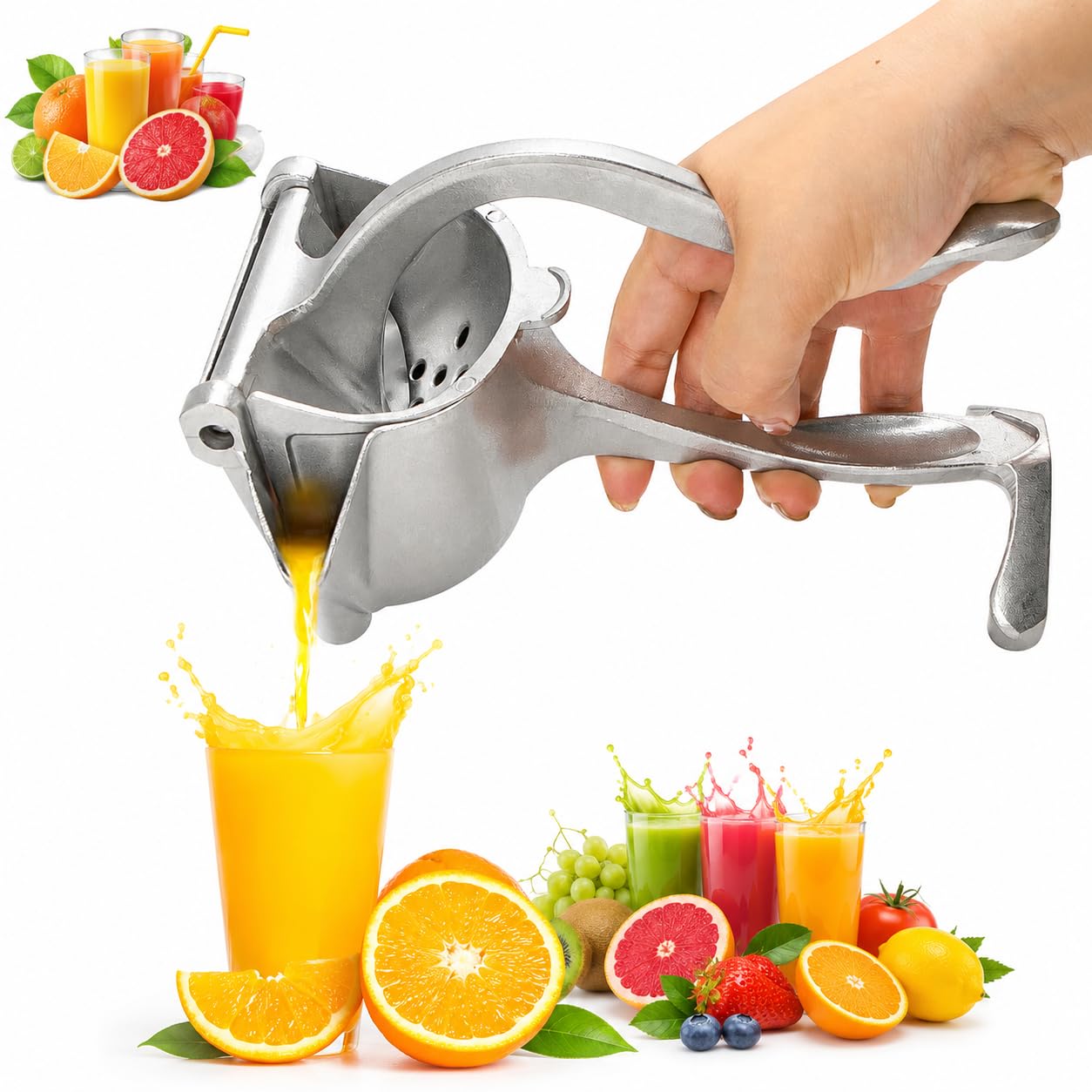 manual fruit juicer press, heavy duty stainless steel citrus squeezer