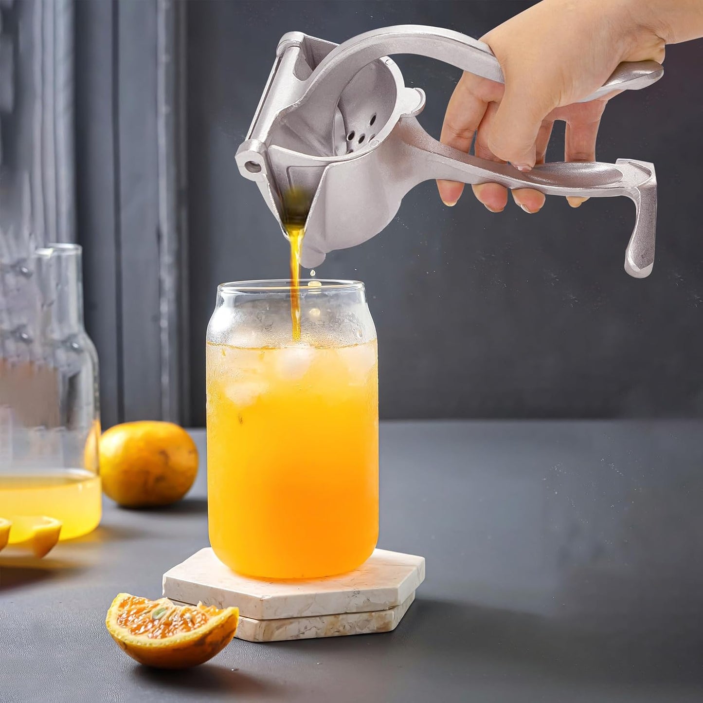 manual fruit juicer press, heavy duty stainless steel citrus squeezer